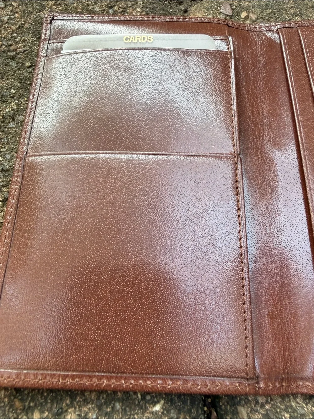 Vintage Genuine Calfskin Leather Checkbook Wallet Cover Brown w/ Pen